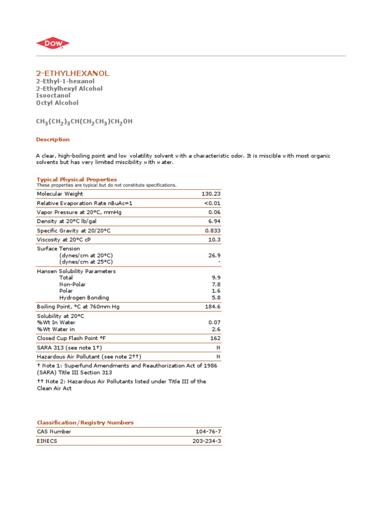 2 Ethylhexanol Safety Data Sheet – UQJFK
