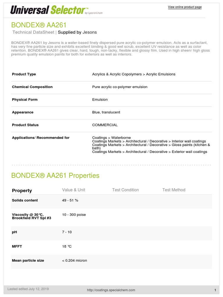 BONDEX® AA261 - Jesons | PDF