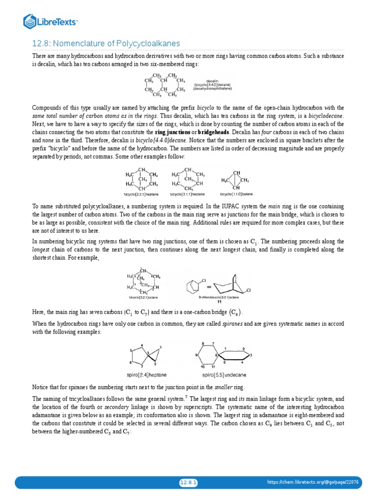 12.08 Nomenclature of Polycycloalkanes | PDF | Chemical Compounds ...