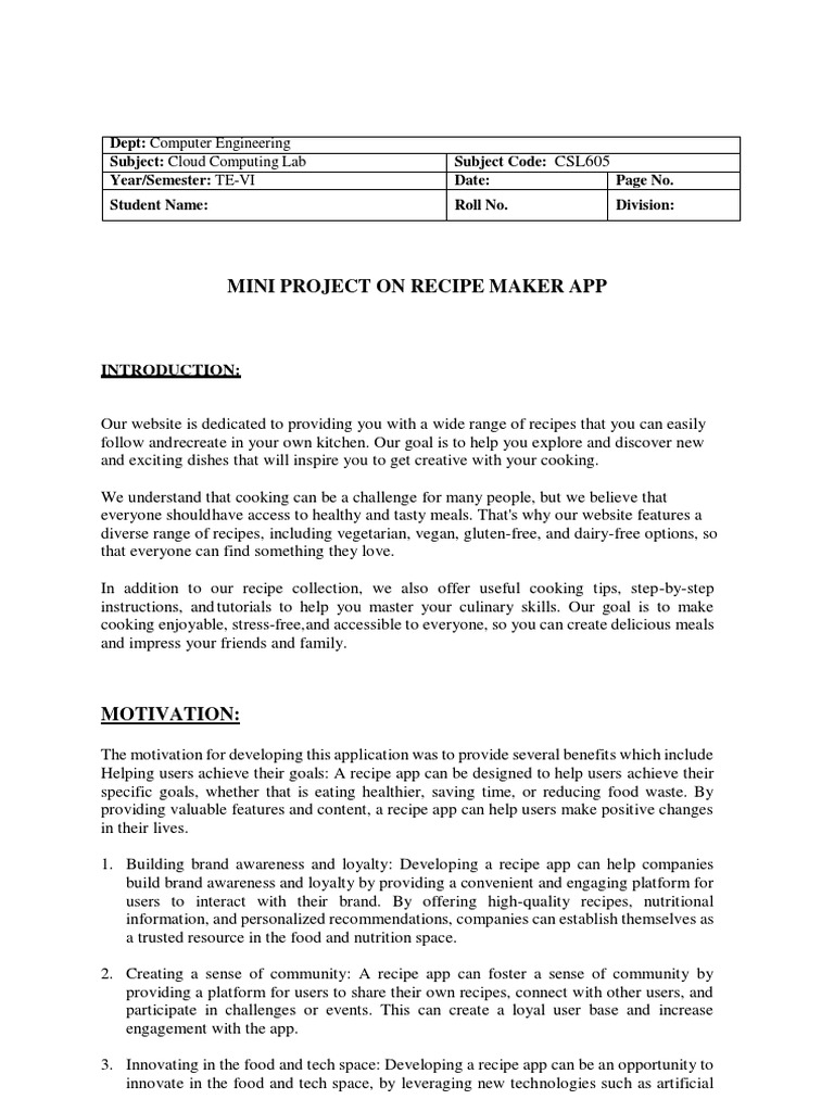 Mini Proj Pdf Mobile App Recipe