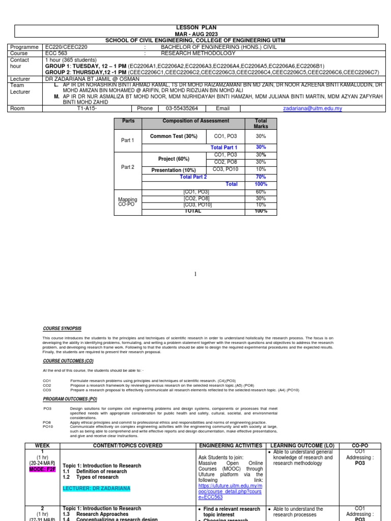Research Methodology Course Plan 2023 | PDF | Massive Open Online ...