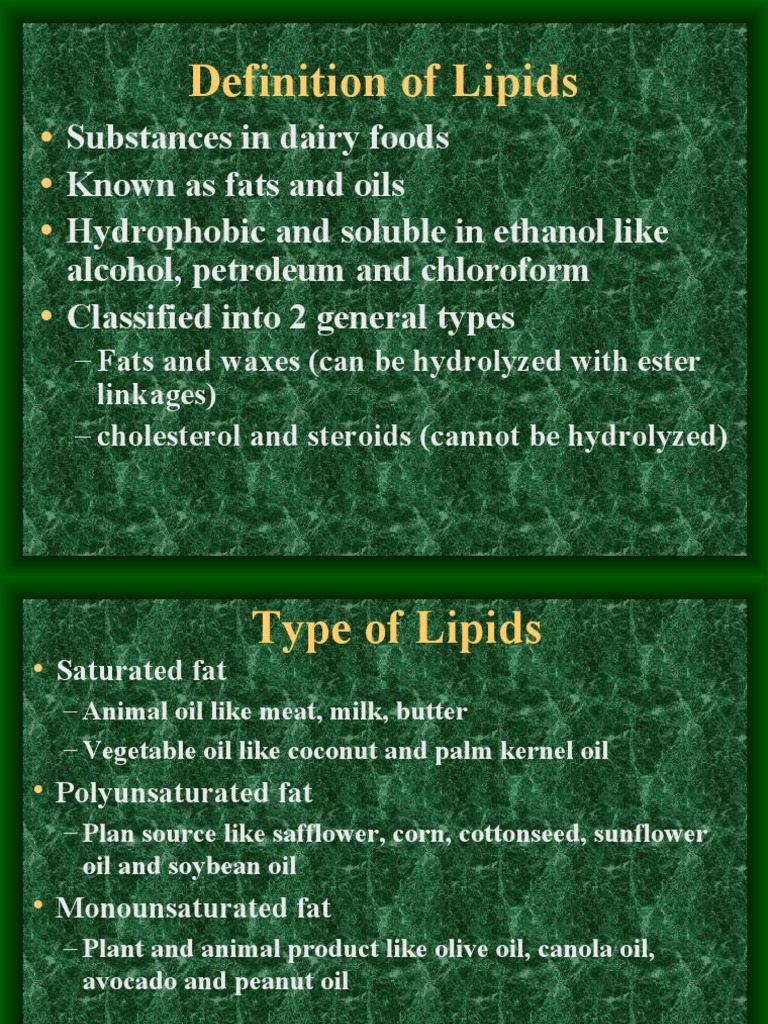 Definition of Lipids PDF Fat Cholesterol