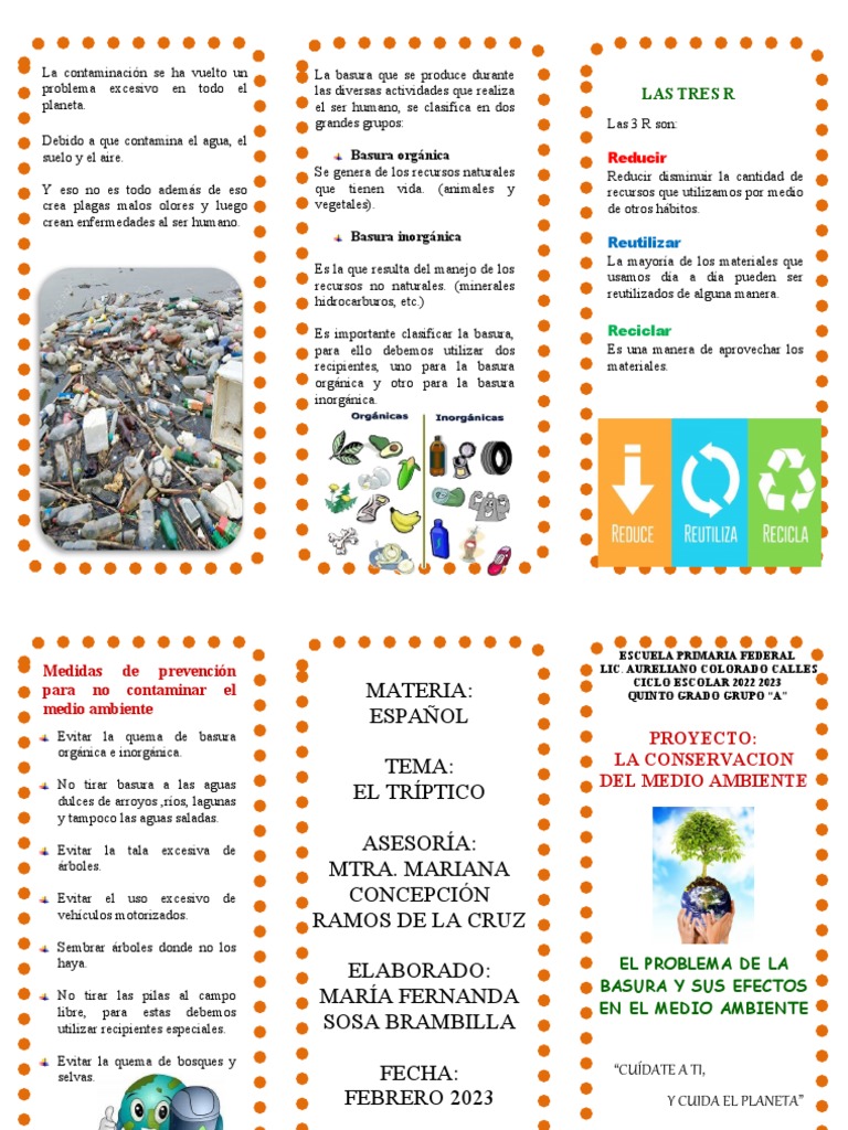 Tríptico sobre la Basura y su Impacto | PDF | Residuos | Entorno natural