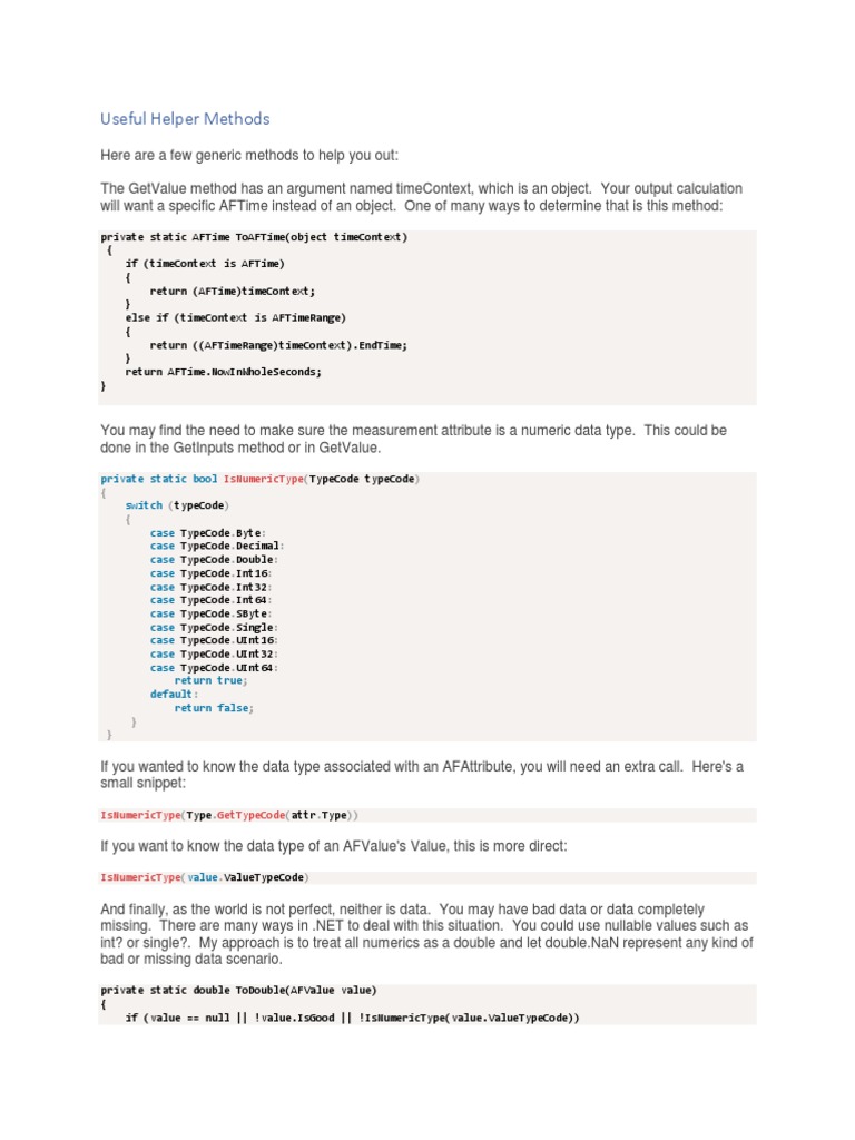 Helper Methods for AFTime and Data Types | PDF