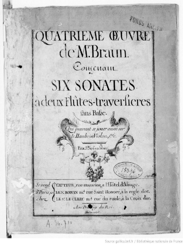 Braun 6 Sonatas For 2 Flutes Op.4 PDF