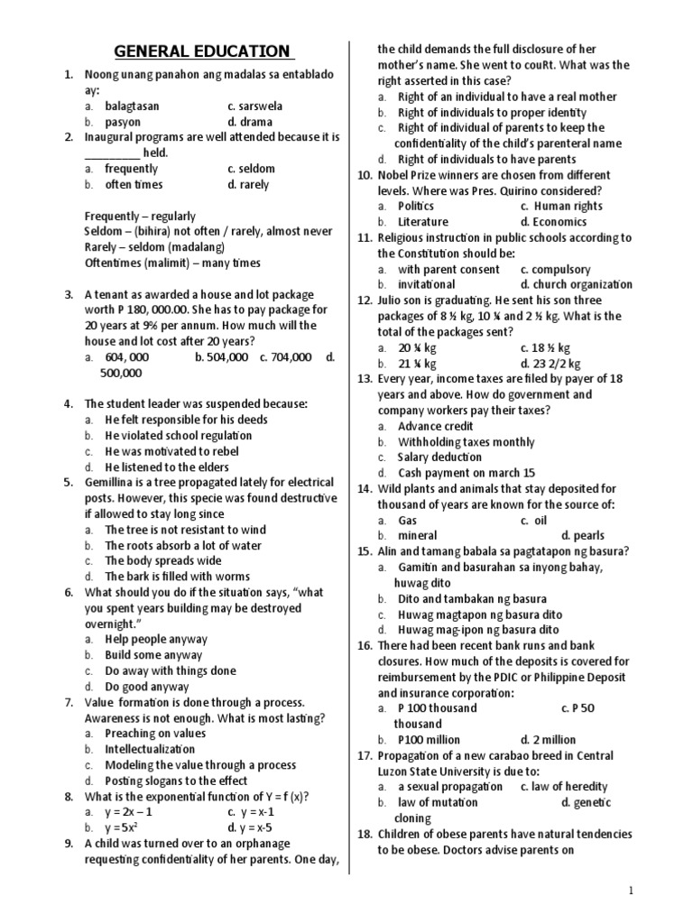 General Education Quiz Questions | PDF | Organ Transplantation