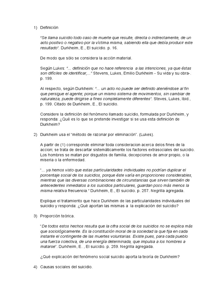 Suicidio en la UBA: Perspectiva Durkheimiana | PDF | Emile Durkheim ...