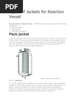 Types of Jackets For Reaction Vessel