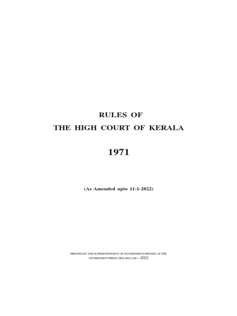 Rules of The High Court of Kerala, 1971 PDF Contempt Of Court