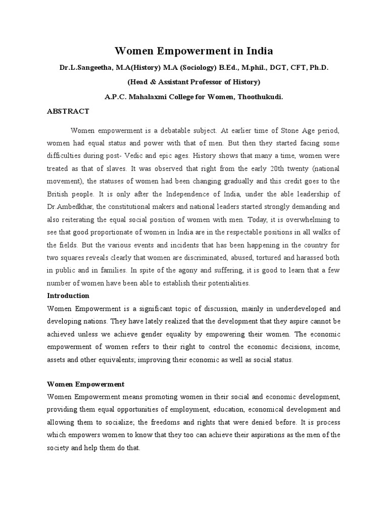 Women Empowerment in India | PDF | Woman | Child Marriage