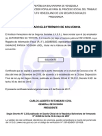 Certificado Electrónico de Solvencia: General de División Presidente Carlos Alberto Rotondaro Cova