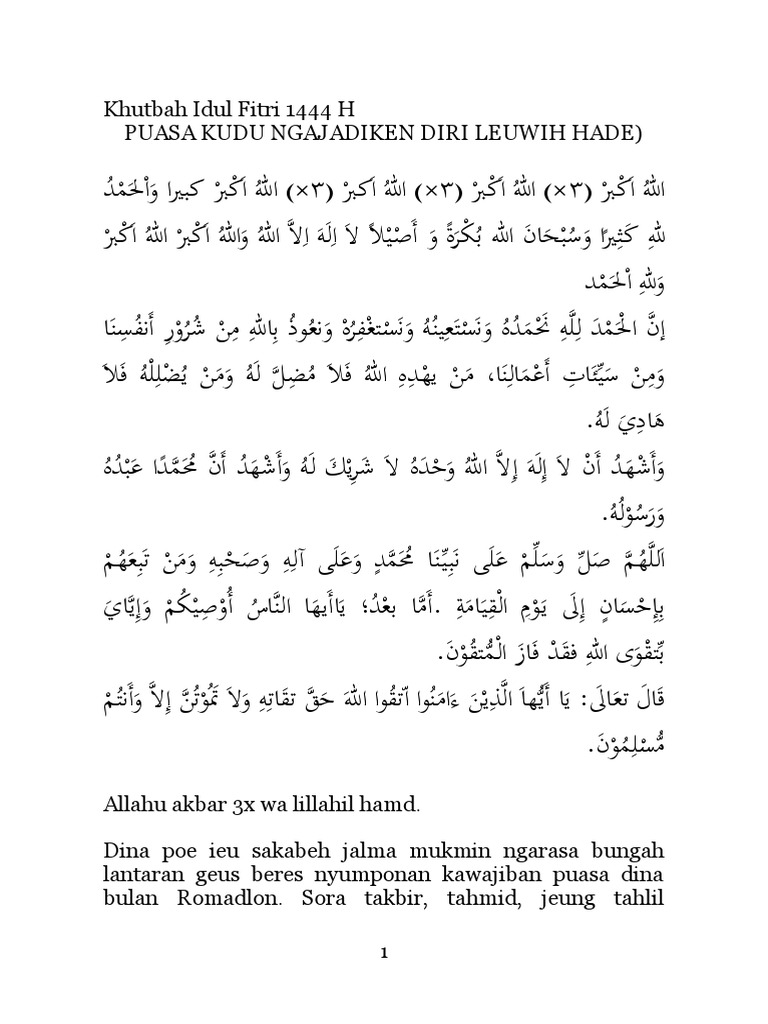 Khutbah Idul Fitri Bahasa Sunda PDF