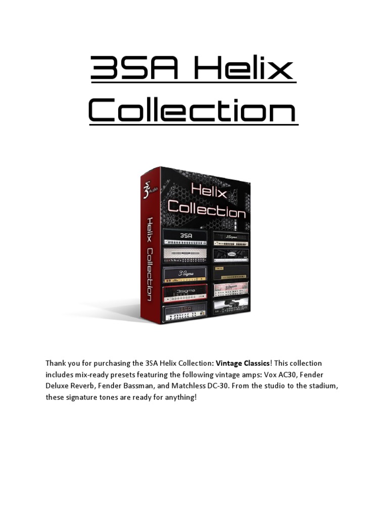 3SA Helix Vintage Classics Presets | PDF | Sound Technology | Electronics