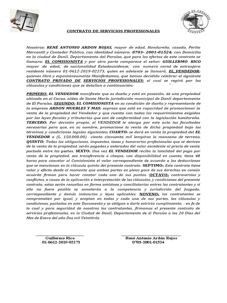 Contrato De Venta Propiedad Pdf