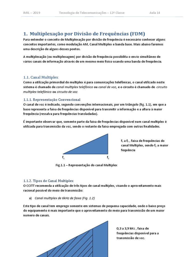 Multiplexação FDM em Telecomunicações | PDF | Modulação | Frequência