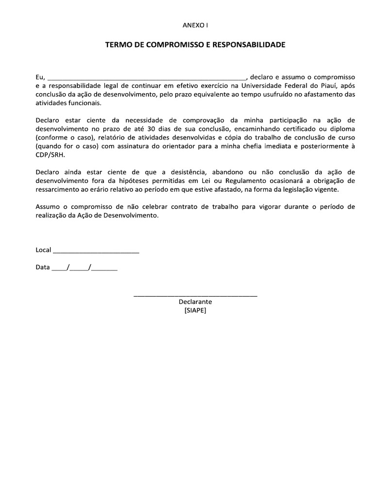 Modelo Termo De Compromisso Pdf