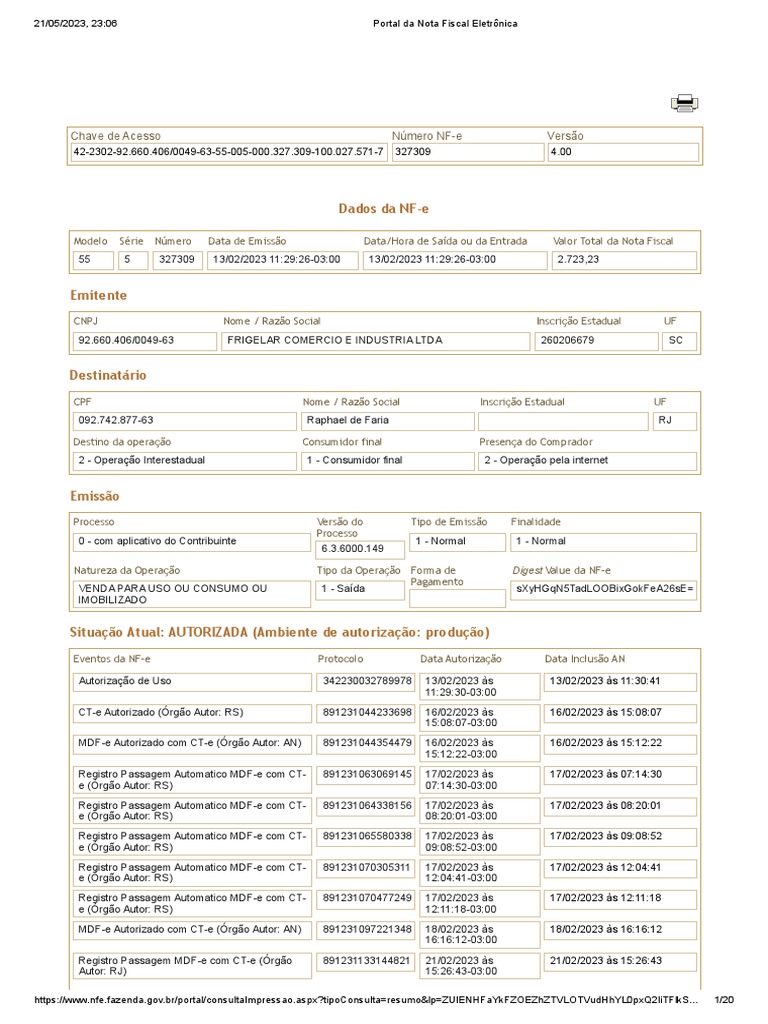 Portal Da Nota Fiscal Eletrônica | PDF