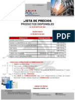 Lista de Precios Productos Actuales 24 Mayo 2023 Valido 31 Mayo