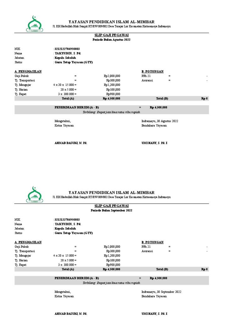Copy of Contoh Slip Gaji Excel PDF
