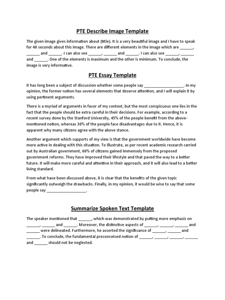 PTE Templates PDF