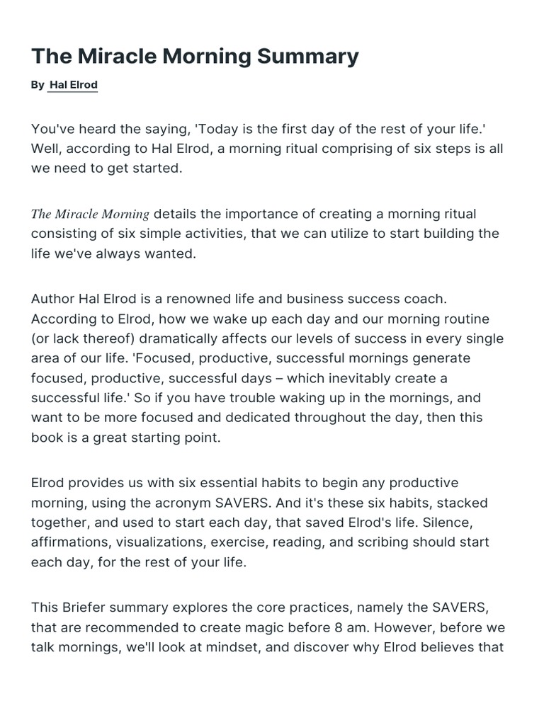 The Miracle Morning | PDF | Brain | Disciplines