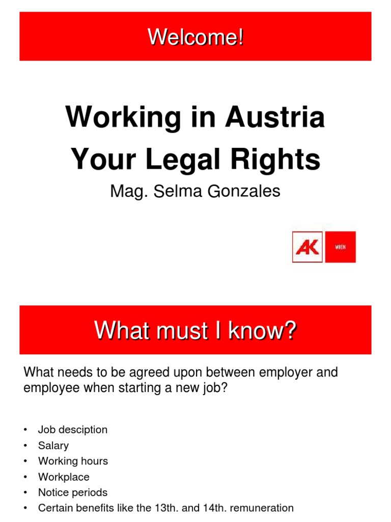 Working in Austria Your Legal Rights PDF Employment Salary
