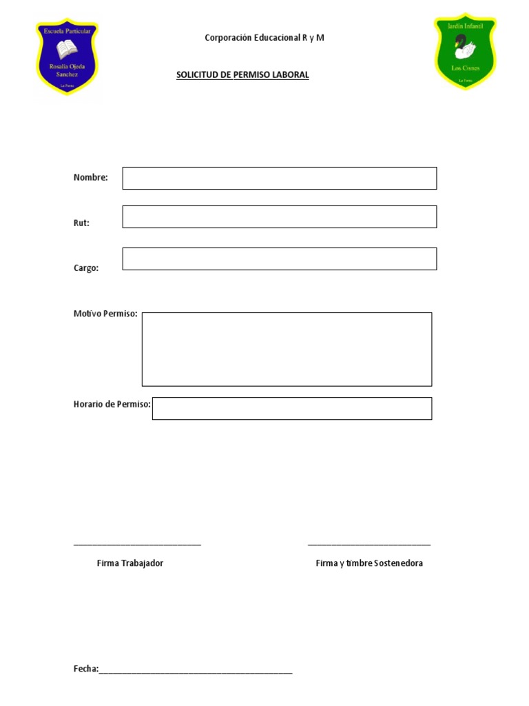 Formato De Solicitud De Permiso Laboral Pdf