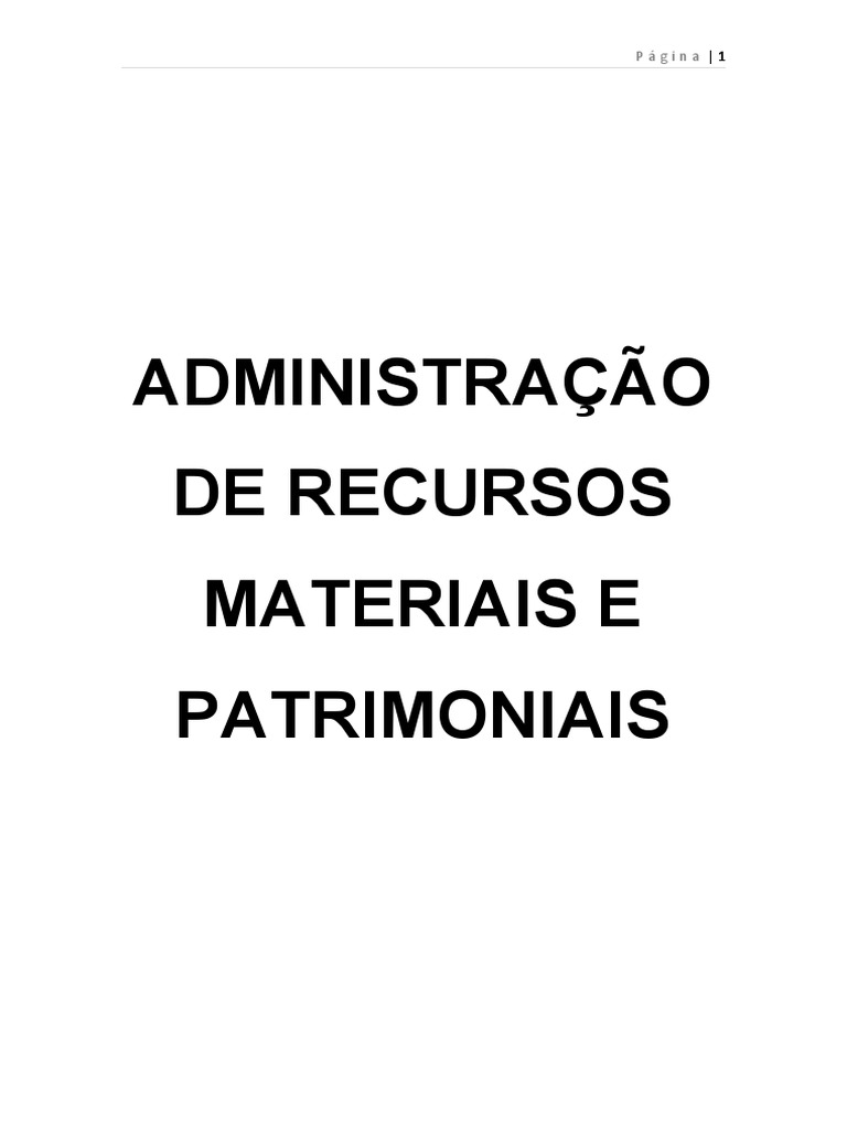 Administração de Recursos Materiais e Patrimoniais | PDF | Planejamento ...