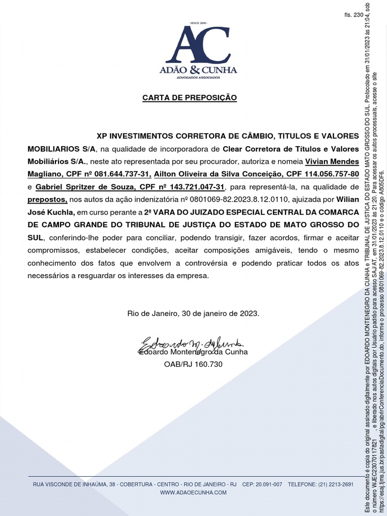 Carta de Preposição Modelo | PDF