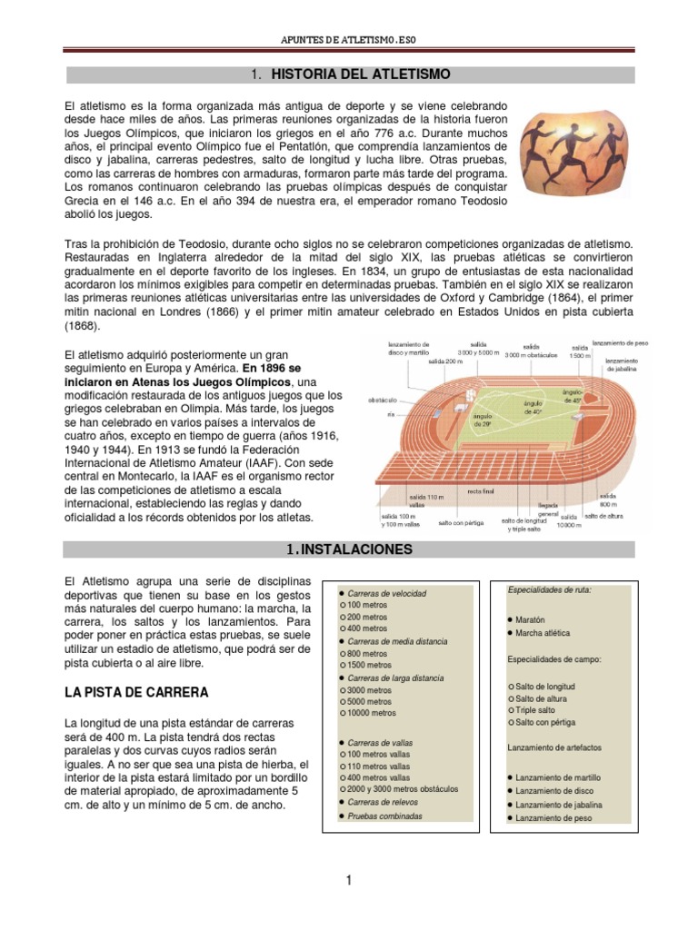 Historia y Pruebas de Atletismo | PDF | Deporte del atletismo | Deportes