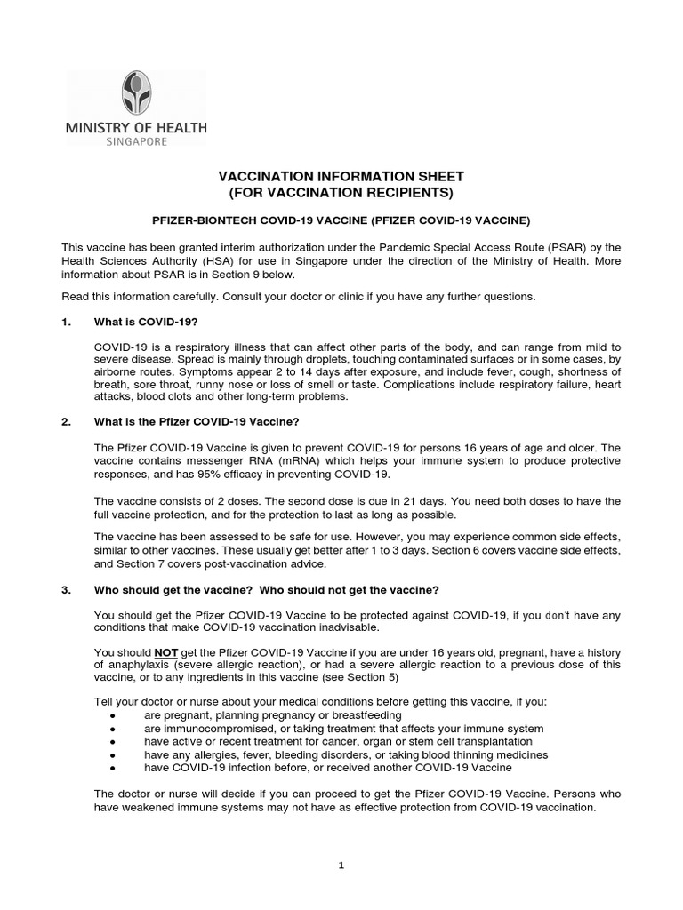 Covid vaccine info sheet pdf allergy clinical medicine