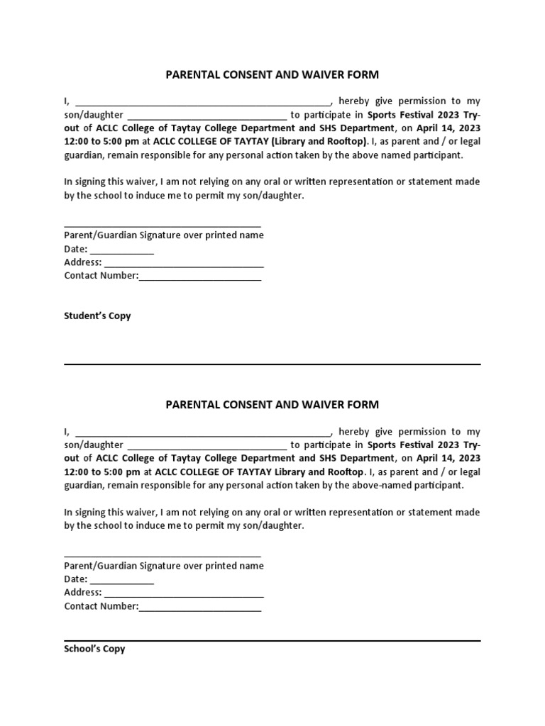 Parent Consent for Sports Tryouts | PDF | Social Institutions | Parenting