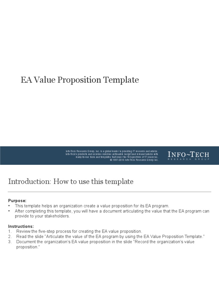 It EA Value Proposition Template | PDF | Strategic Management | Business