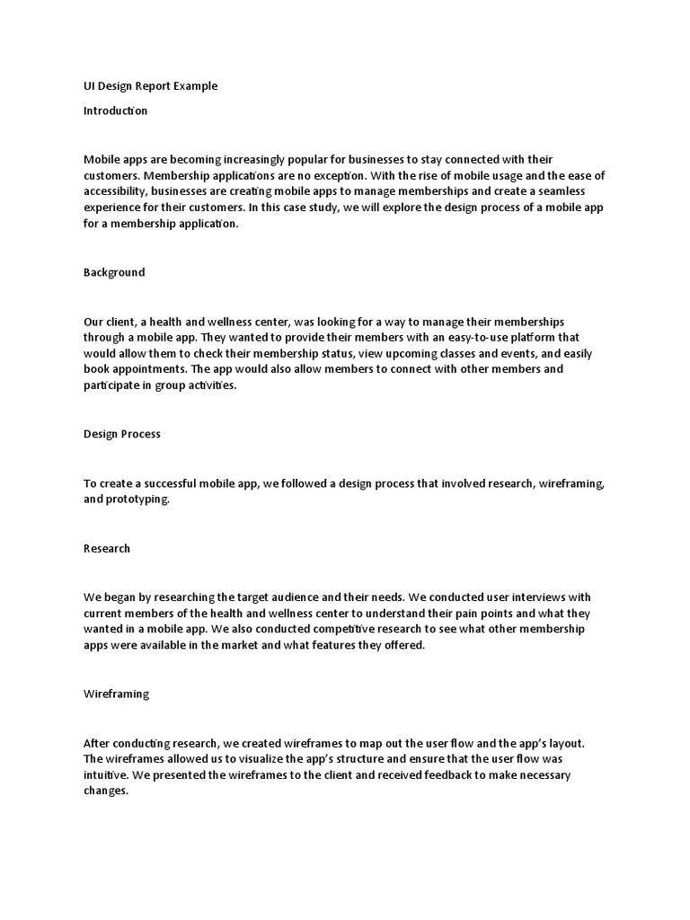 UI Design Report Example | PDF | Mobile App | User Interface