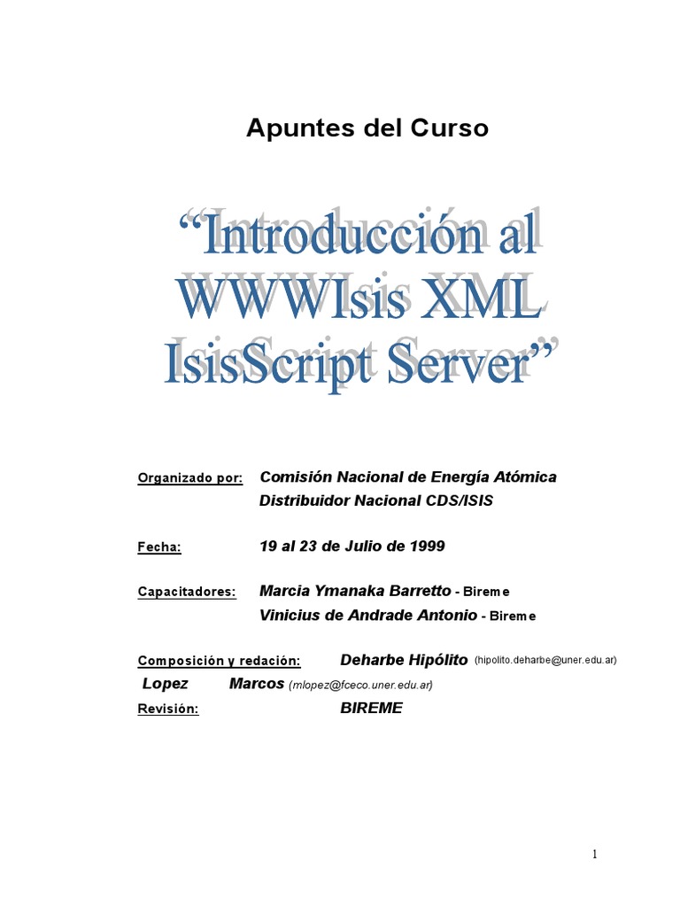 Curso de WXIS: Guía de Scripts XML | PDF | HTML | Bases de datos
