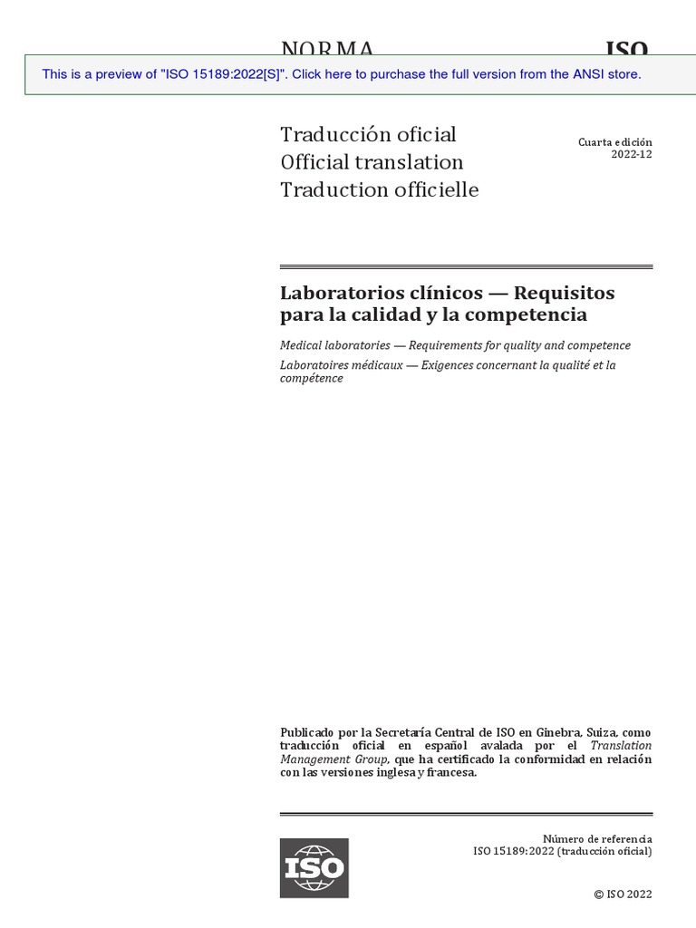 Preview ISO+15189-2022 (S) | PDF | Organización internacional para la ...
