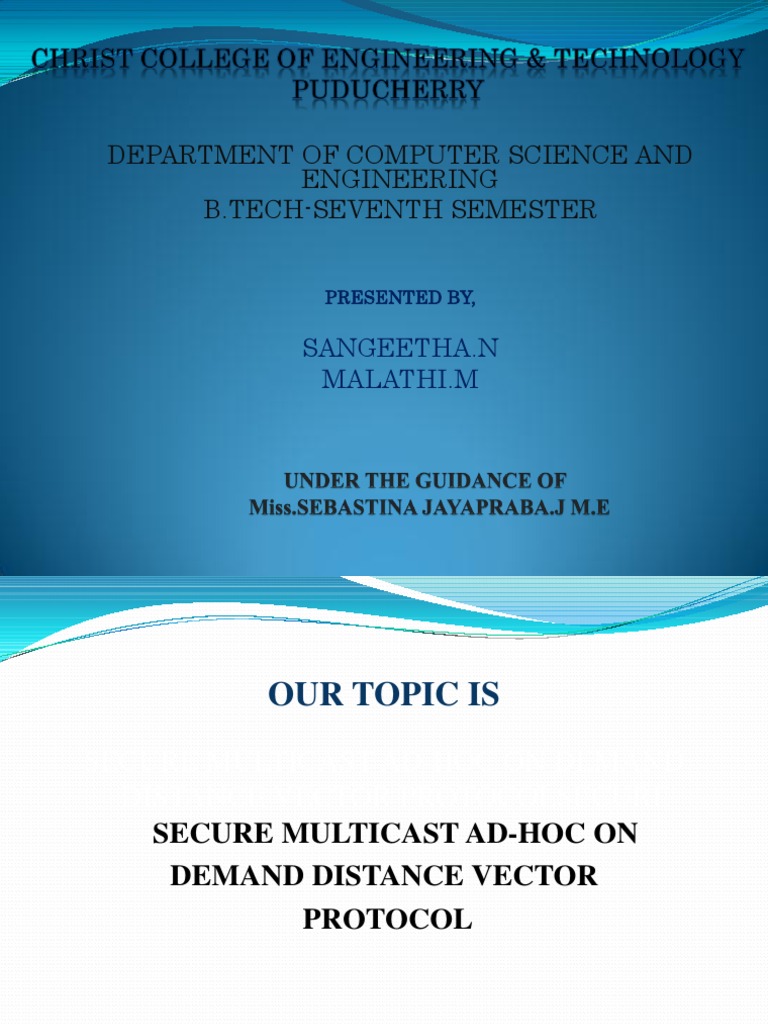 Secure Multicast in MANETs: MAODV Protocol | PDF