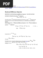 Backward Difference Operator