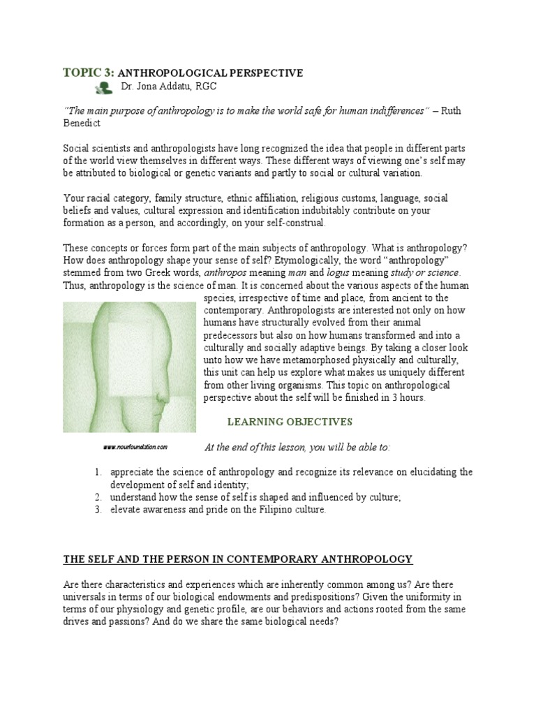 Anthropological Perspectives on Self and Culture | PDF | Anthropology ...