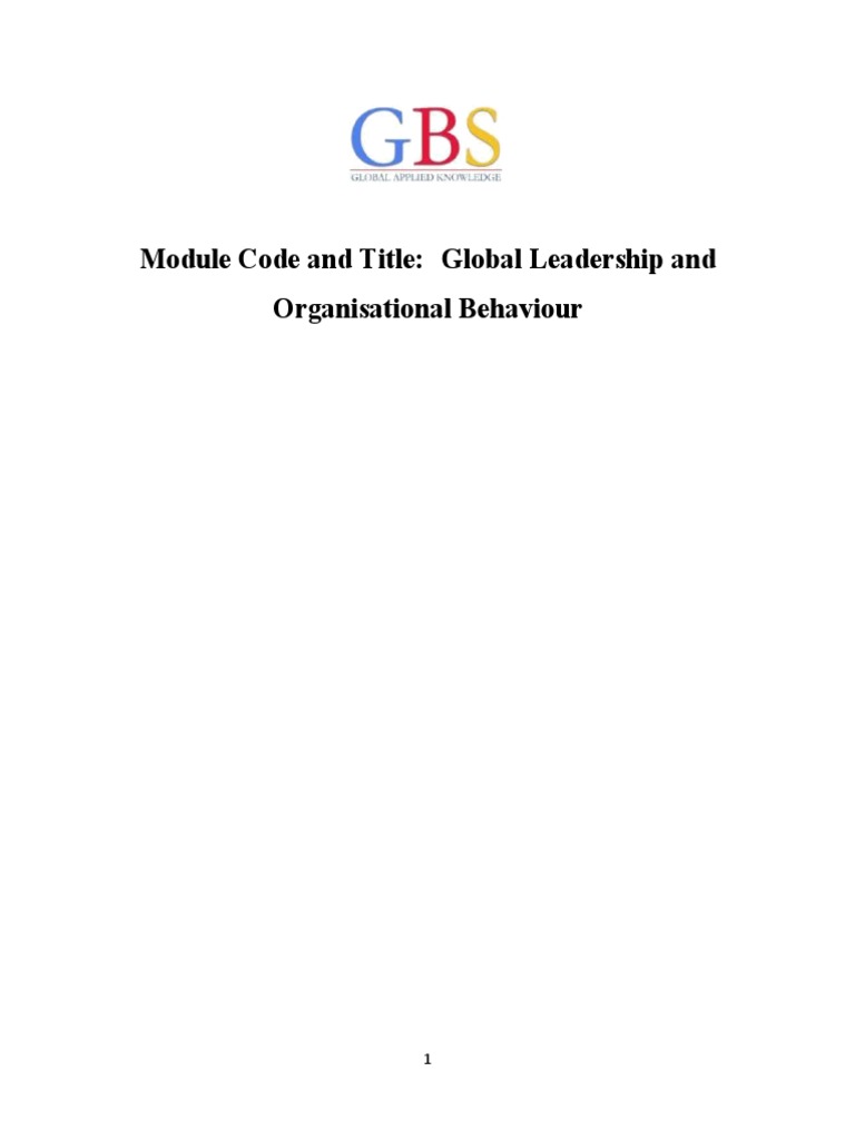 Module Code and Title: Global Leadership and Organisational Behaviour ...