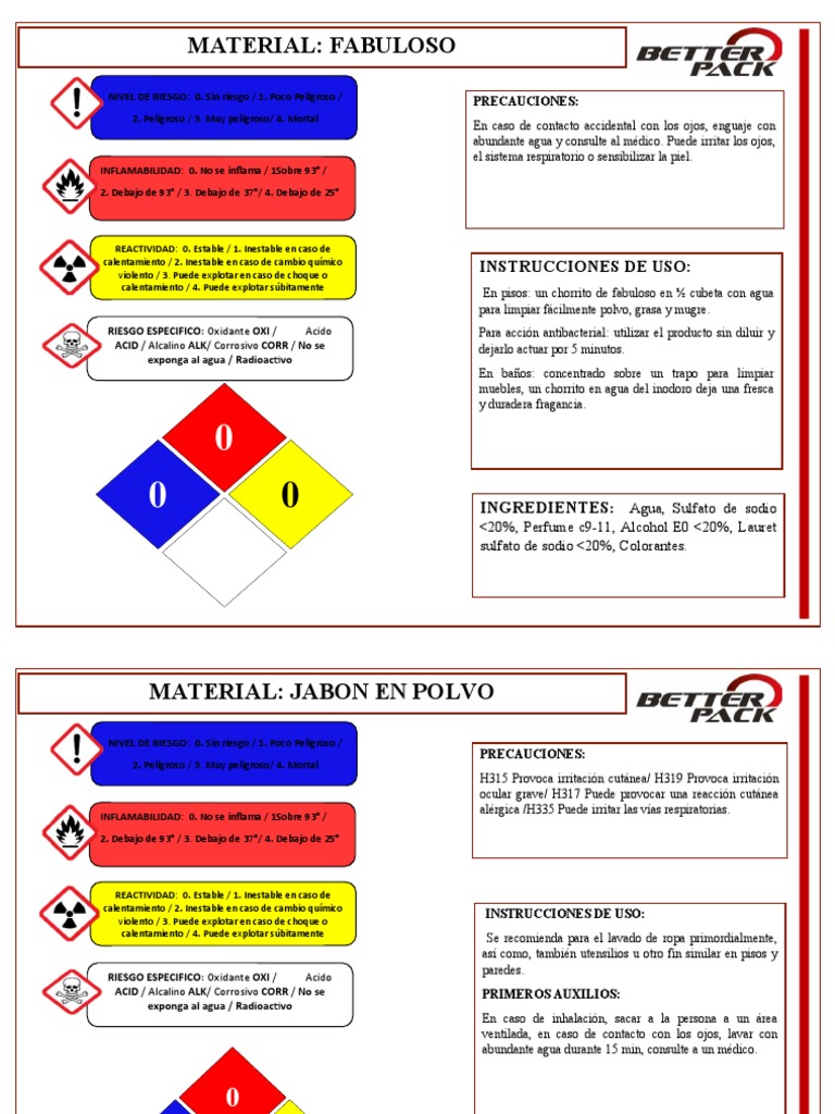 Etiqueta Fabuloso PDF Agua Elementos químicos