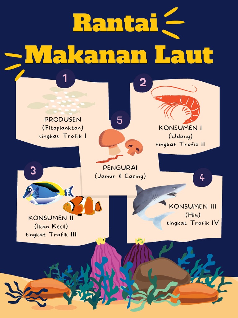 Poster Rantai Makanan Pada Ekosistem Air (Laut) | PDF