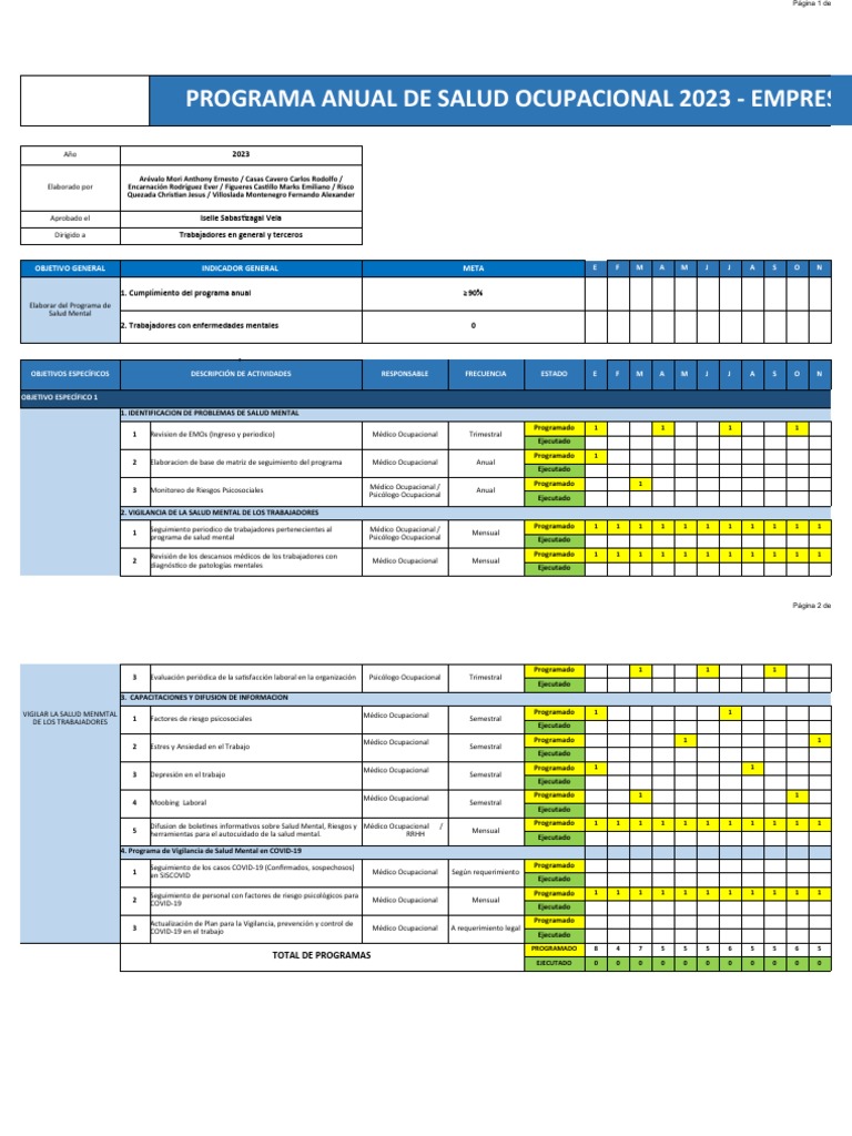 Programa salud mental pdf seguridad y salud ocupacional salud p blica