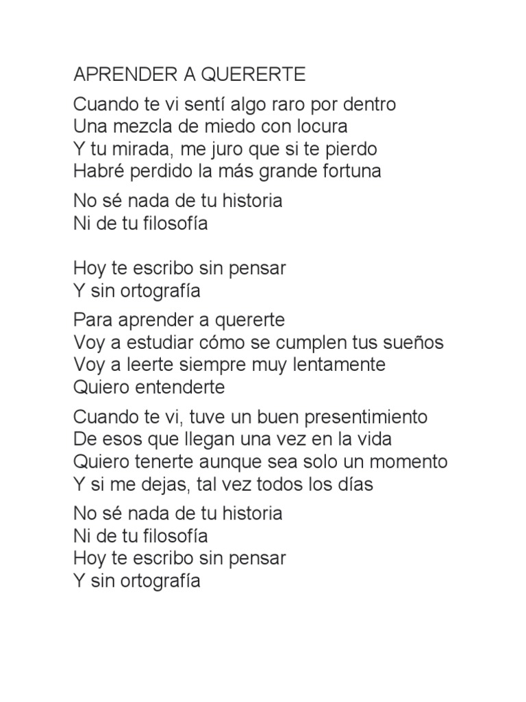 Aprender a quererte y cumplir sueños | PDF | Poesía