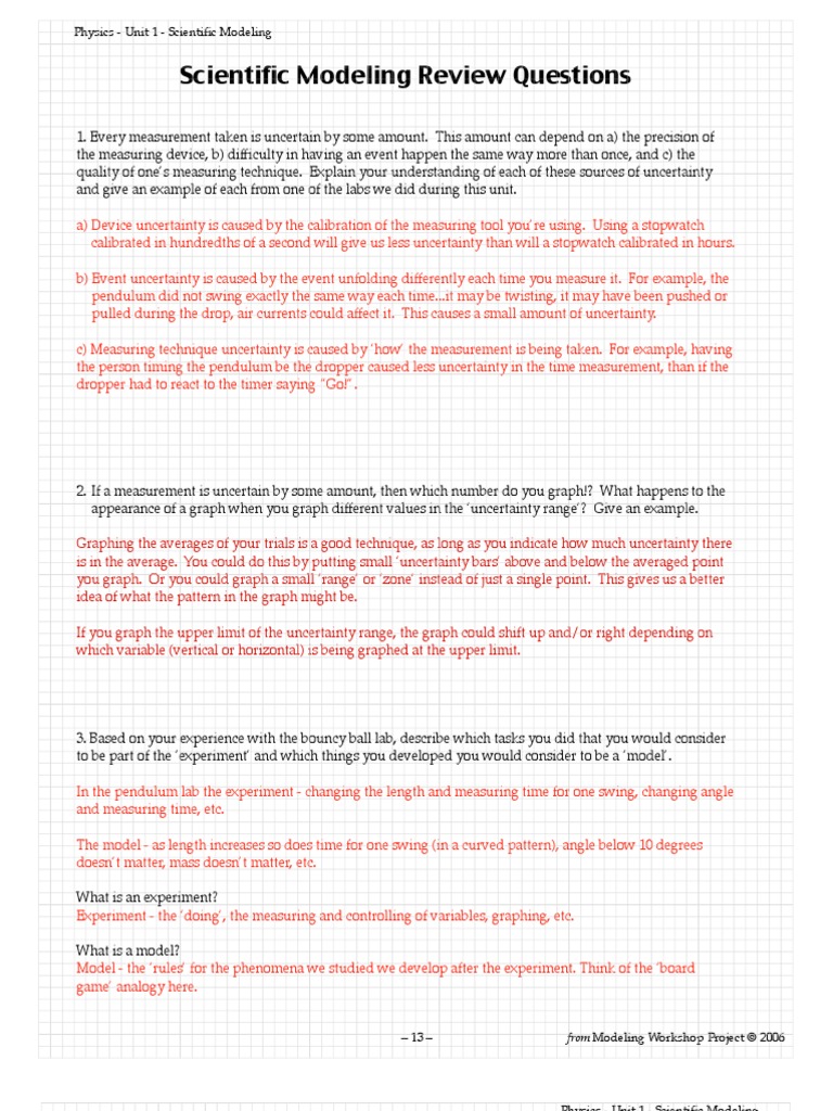 Physics Unit 1 Review Solutions Pdf Uncertainty Experiment