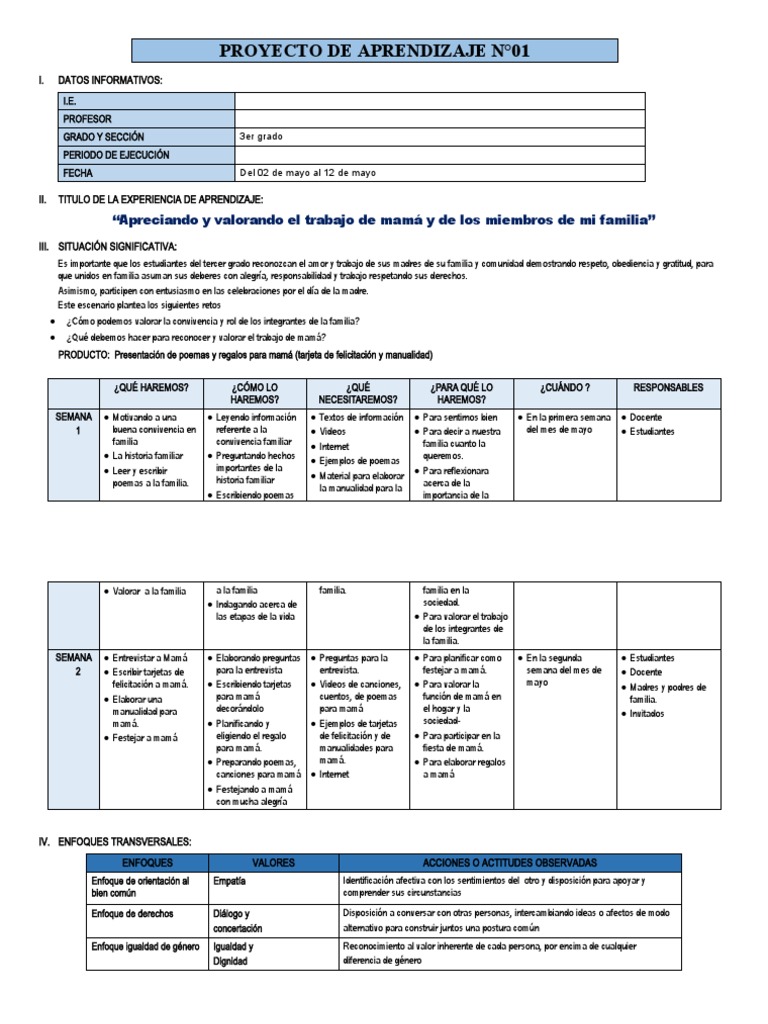 3° Grado - Proyecto de Aprendizaje N°01 | PDF | Números | Sustracción