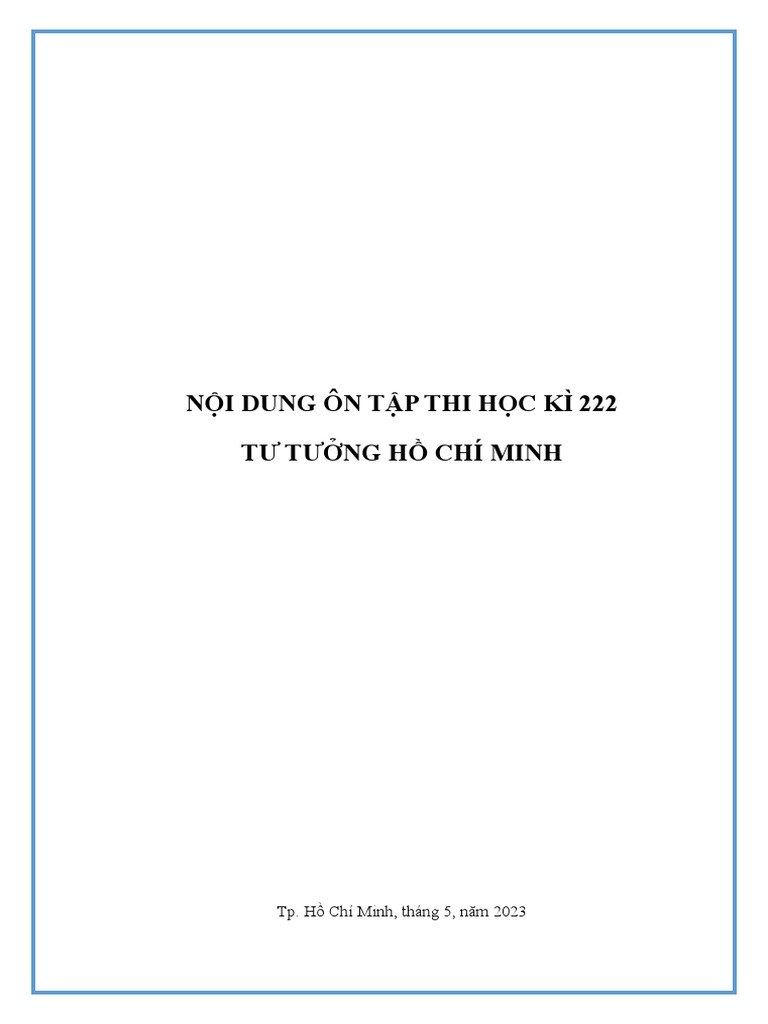 Nội Dung Ôn Tập Thi Học Kì 222 Tư Tưởng Hồ Chí Minh PDF