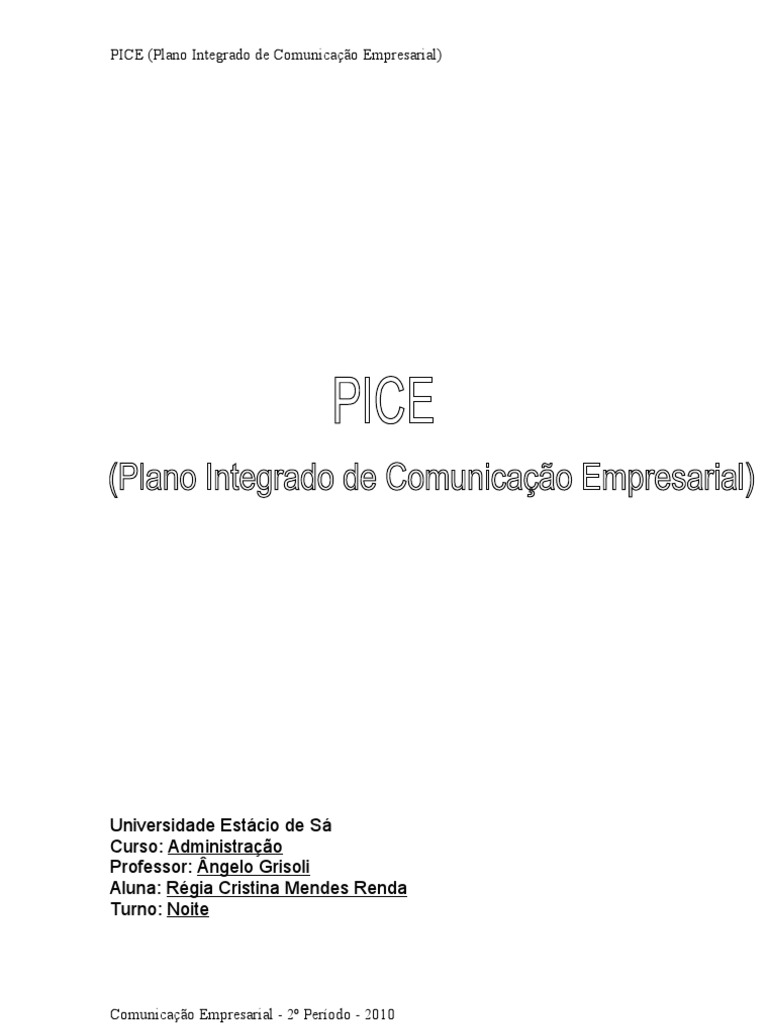 Plano Integrado De Comunicação Empresarial Pdf Comunicação Papel