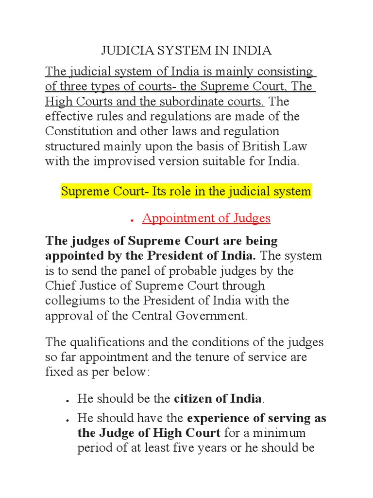 Judicial System in India | Download Free PDF | Supreme Courts | Judge