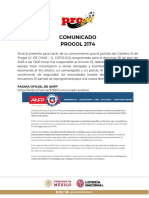 Comunicado PROGOL 2174: Página Oficial de Anfp